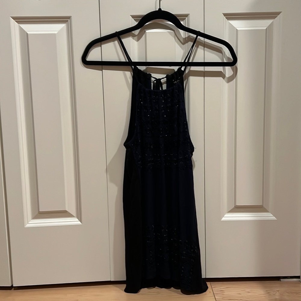 Halter navy sequined top